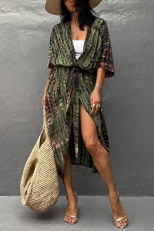 WOLFF – Batik-Strandüberwurf im Boho-Kimono-Stil