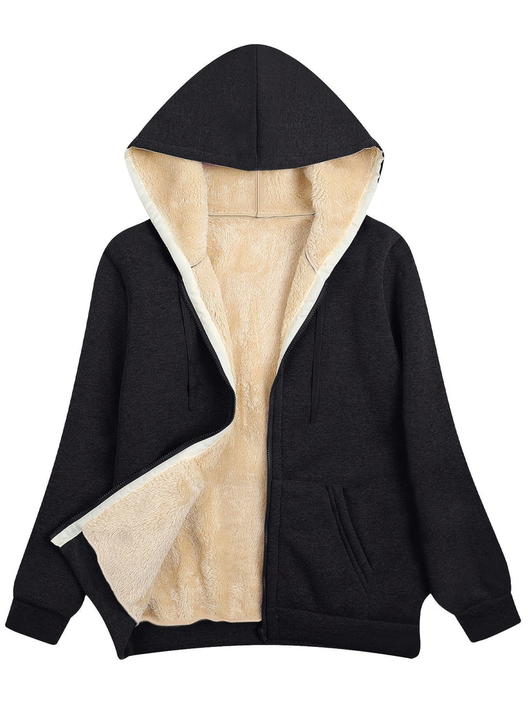 Schwarzer Hoodie mit Fleece-Futter