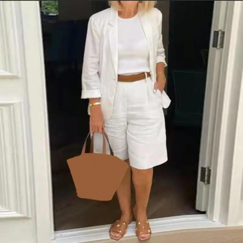 Luxuriöse Blazer und Shorts aus Baumwolle für Damen