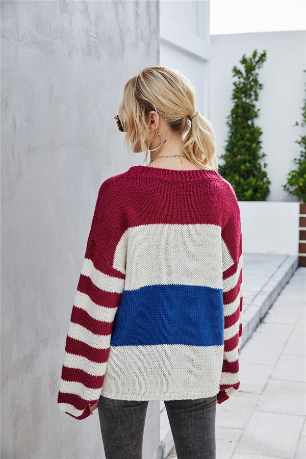 WOLFF Patchwork Große Größe Rundhals Pullover