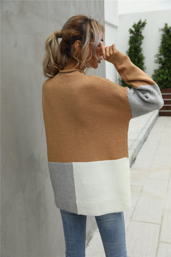 WOLFF Stitching Farbblock Rundkragen Pullover