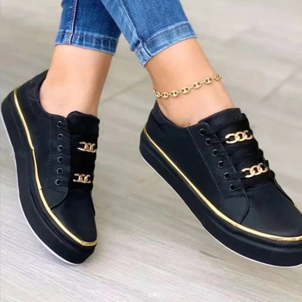 Wolff - Weiße Low-Top-Casual-Sneakers mit goldenen Details | Stylische weiße Schnürsneaker mit Goldbesatz