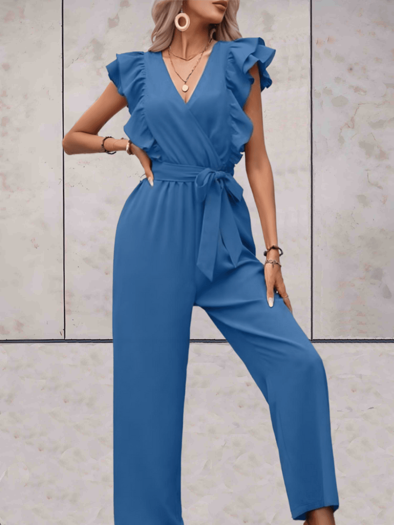 Wolff - Jumpsuit mit gerafftem V-Ausschnitt