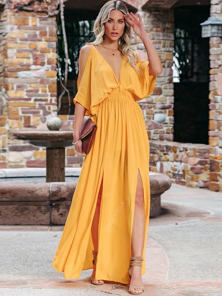 Boho V-Ausschnitt Maxikleid