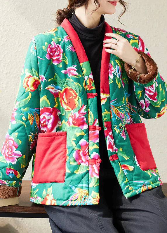 Jacke mit Baumwollfüllung und Boho-Druck