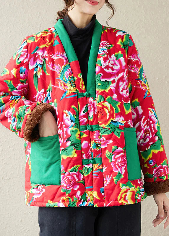 Jacke mit Baumwollfüllung und Boho-Druck