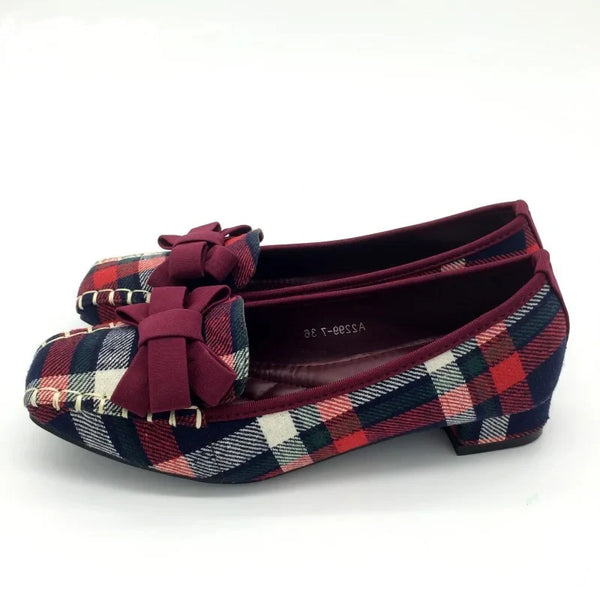 WOLFF - England Style Gingham Damen Freizeitschuhe