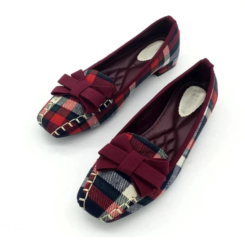 WOLFF - England Style Gingham Damen Freizeitschuhe