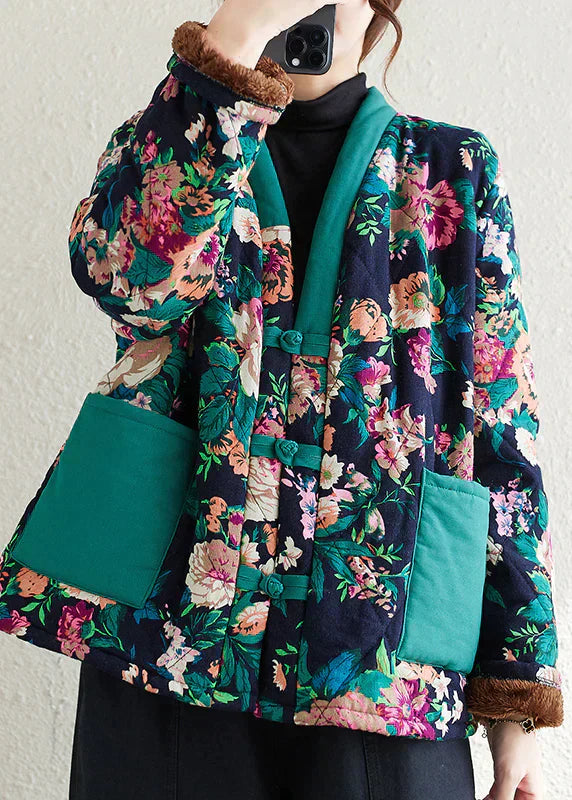 Jacke mit Baumwollfüllung und Boho-Druck