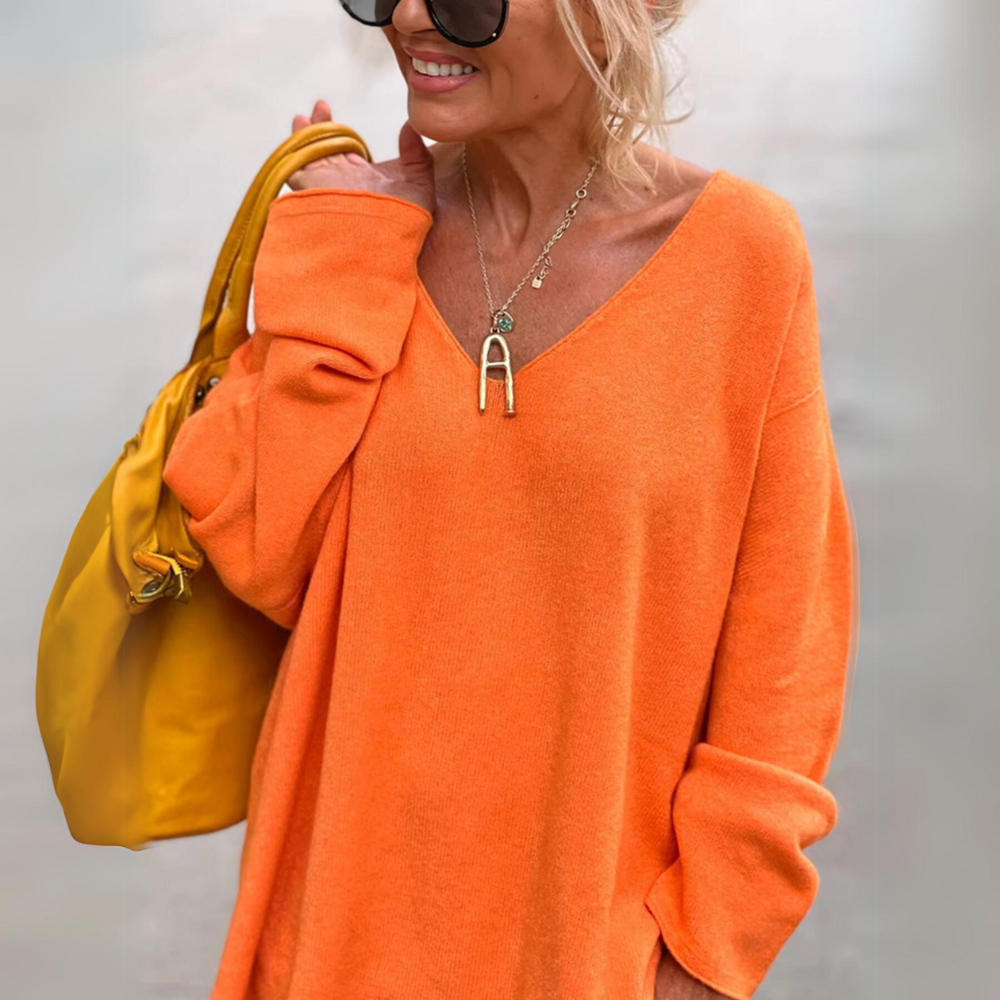 Maglione casual oversize con orlo scollato