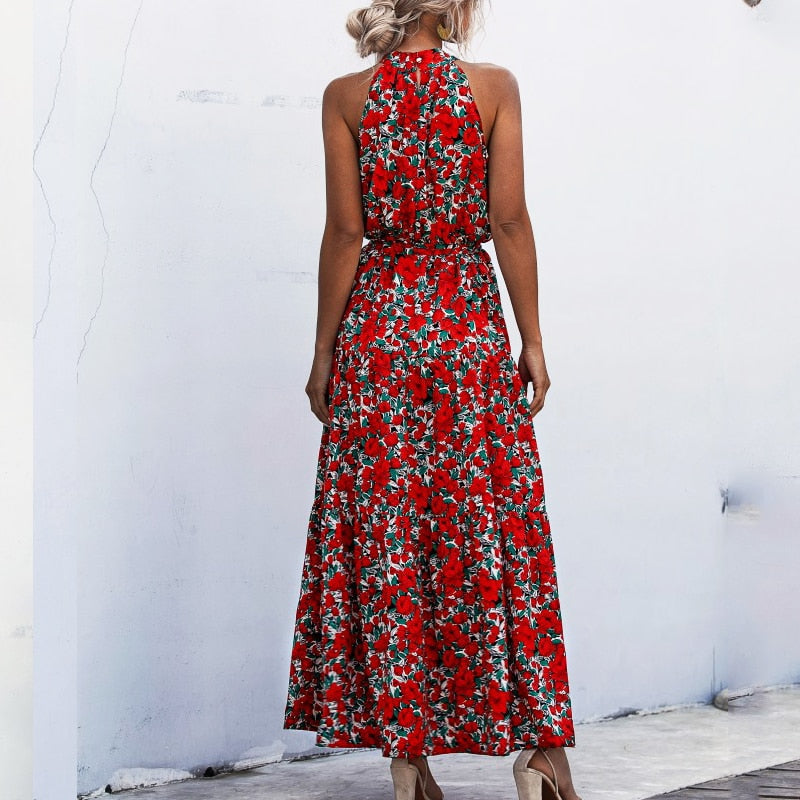 geschnittenes Maxikleid mit Blumen