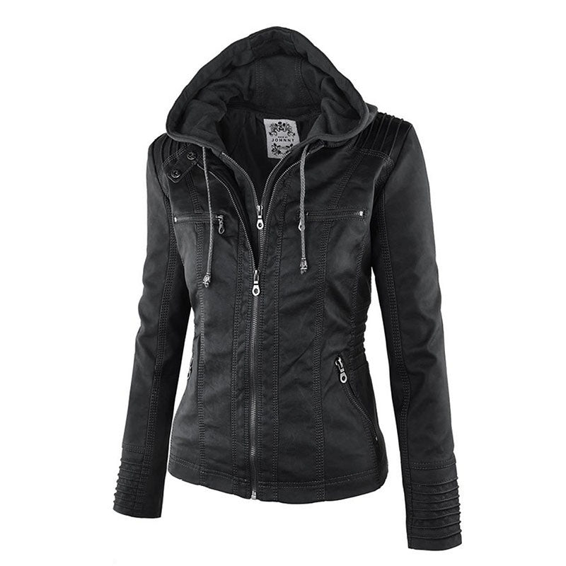 Mantel - Damen Kapuzenjacke: Basic PU-Jacke