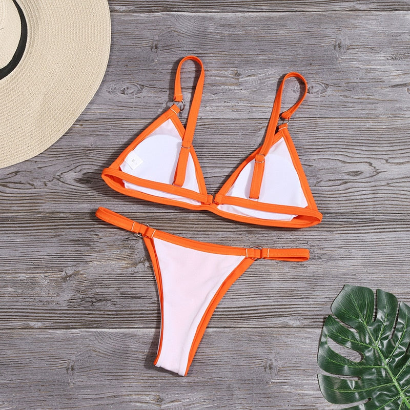 WOLFF - Oranger Bikini mit Ringdetails