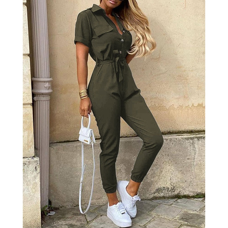 WOLFF Fabiola Bodysuit - Jumpsuit, mit Gürtel, Knöpfen