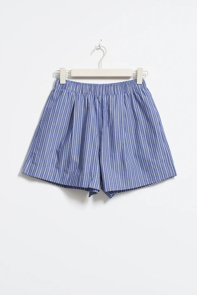 poplin shorts blue stripe