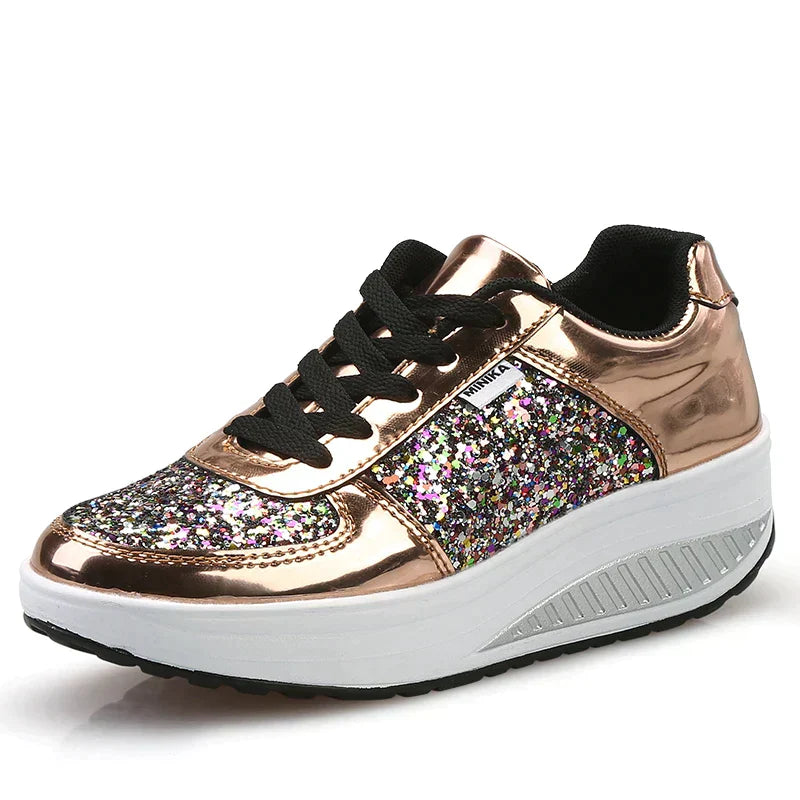 Wolff - Rutschfeste Metallic Leder Glitzer Schuhe