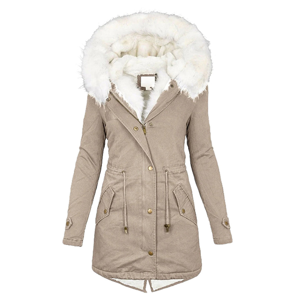 WOLFF Elegante Winterjacke mit Kapuze und Knopfdetail