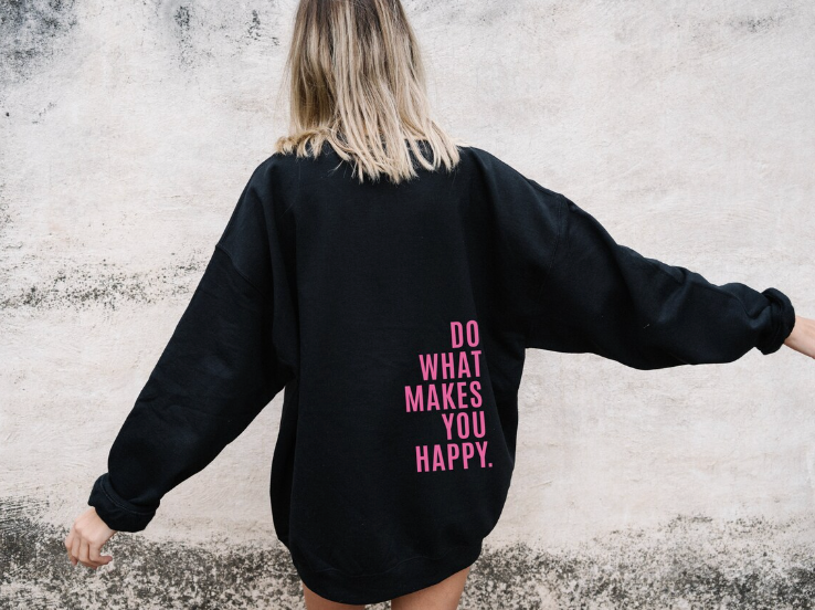 Hoodie mit Happy-Statement