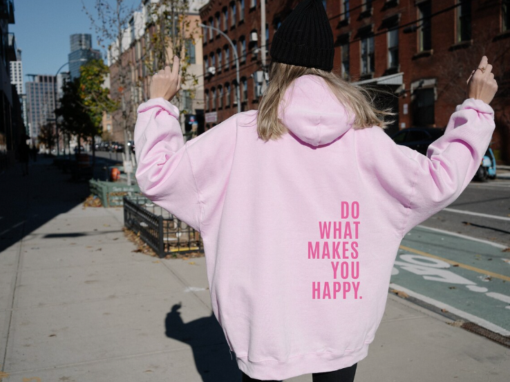 Hoodie mit Happy-Statement