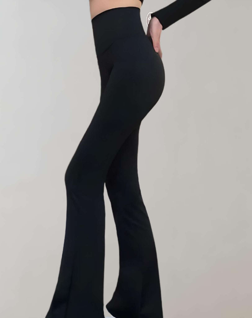 Wolff - Schwarze Hose mit hohem Bund und breiten Enden Hose