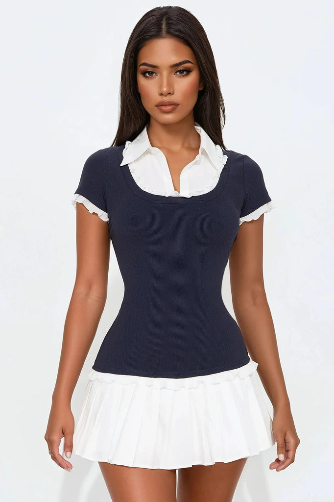 Damen Sportliches Mini-Kleid mit dekorativen Rüschendetails und figurformendem Schnitt WOLFF