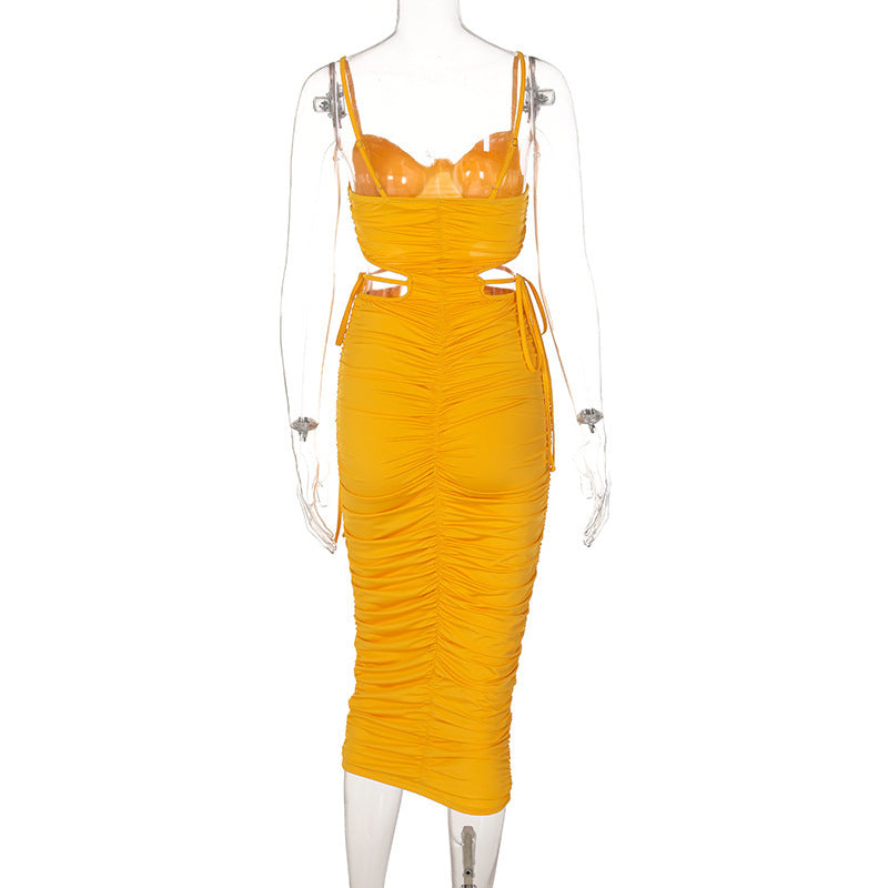 Damen Midi-Kleid mit raffinierten Raffungselementen und transparenten Einsätzen WOLFF