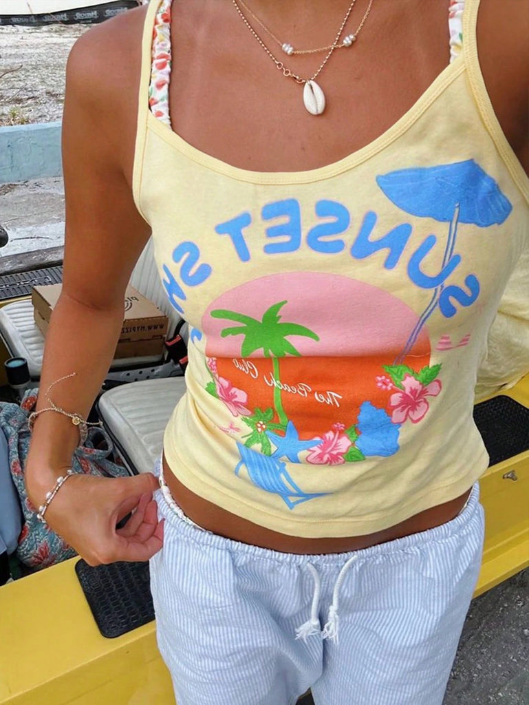 Damen lässiges Tank-Top mit floralem Grafikdruck WOLFF