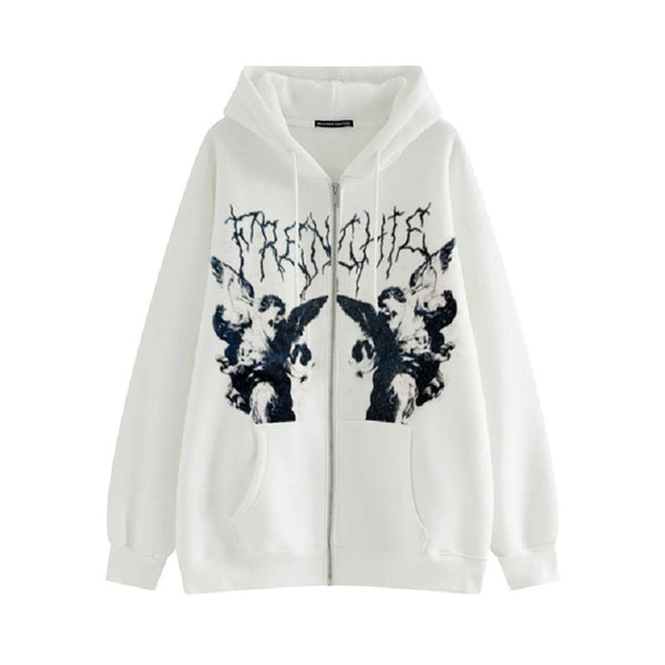 Damen Kapuzenpullover mit innovativem Engelskull-Design und großzügigen Taschen WOLFF