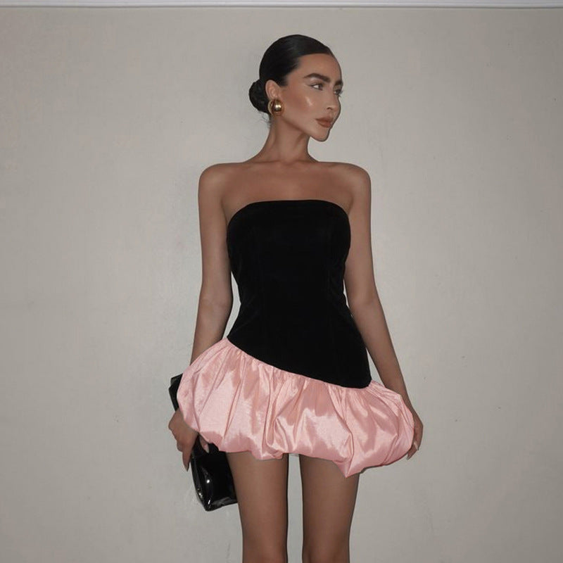 Damen Bustier-Kleid mit voluminösem Rock und asymmetrischem Design WOLFF