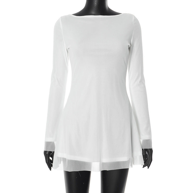 Damen elegantes Langarmshirt mit transparenter Netzstruktur WOLFF