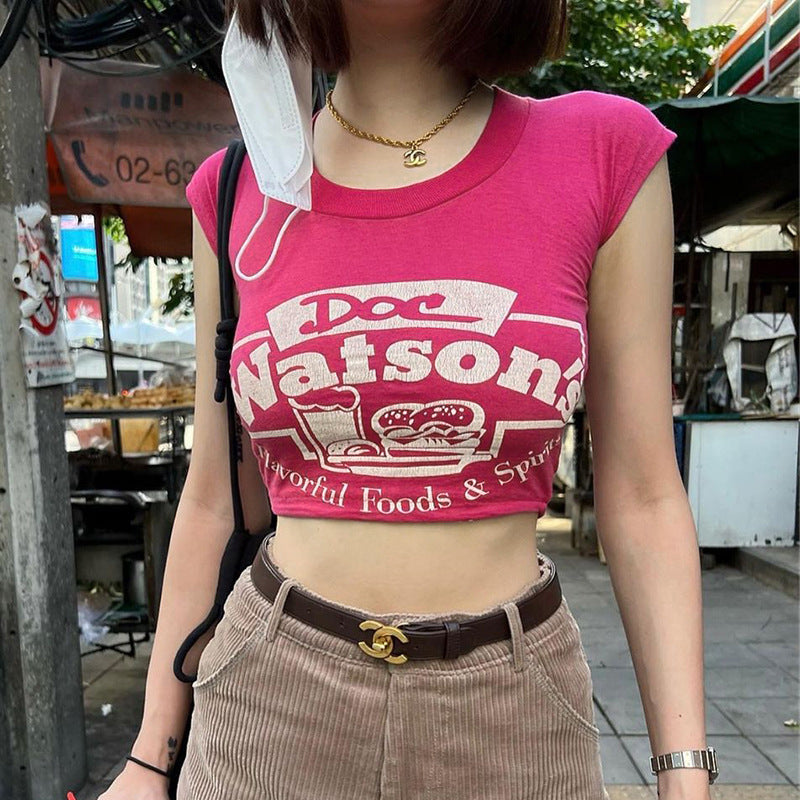 Damen crop-top mit kreativem Grafikdruck WOLFF
