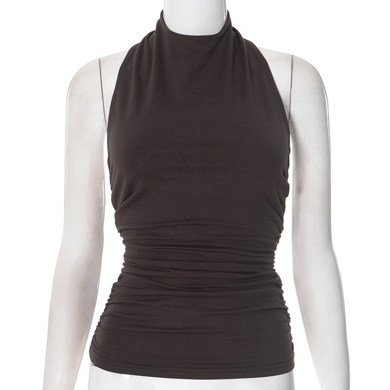 Damen ärmelloses Oberteil mit hohem Kragen und elegantem Rüschendetail WOLFF
