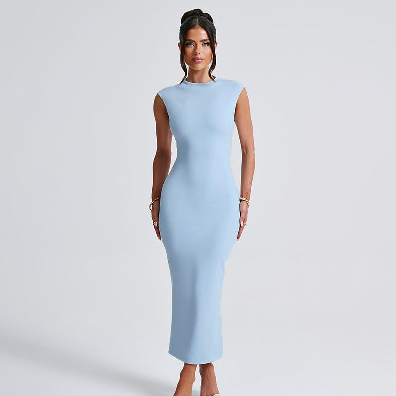 Damen figurbetontes Maxikleid mit elegantem Rundhalsausschnitt WOLFF