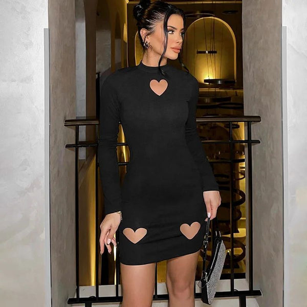 Damen Minikleid mit herzförmigen Cut-Outs und hohem Kragen WOLFF