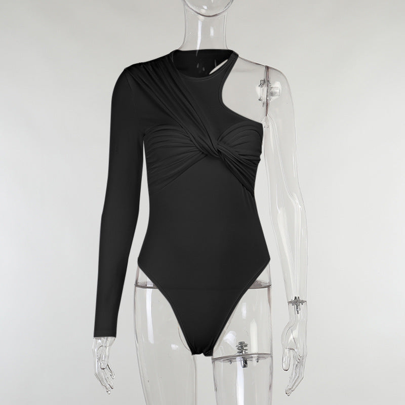 Damen eleganter Langarm-Bodysuit mit raffiniertem Drapé-Design WOLFF