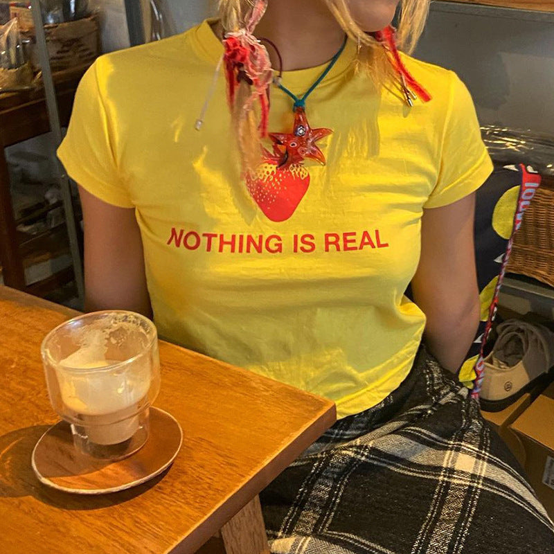 Damen bedrucktes Kurzarm T-Shirt mit kreativem Statement WOLFF