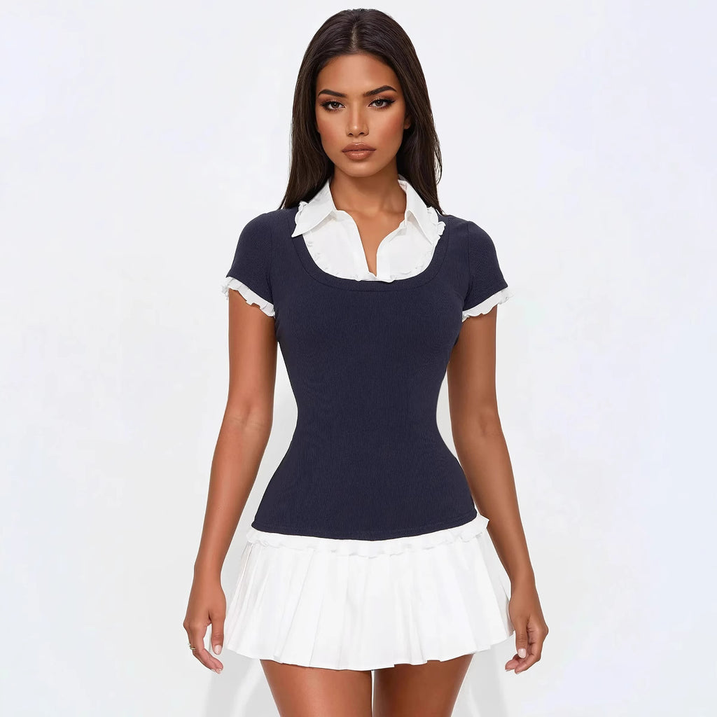 Damen Sportliches Mini-Kleid mit dekorativen Rüschendetails und figurformendem Schnitt WOLFF