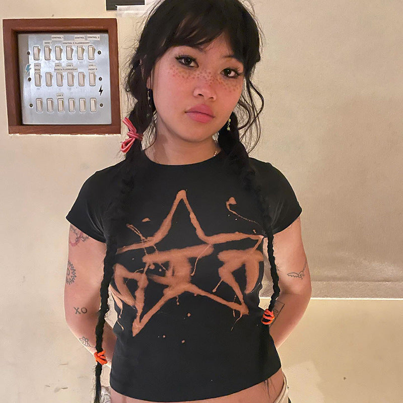 Damen Kurzarm-T-Shirt mit kreativem Sternen-Design WOLFF