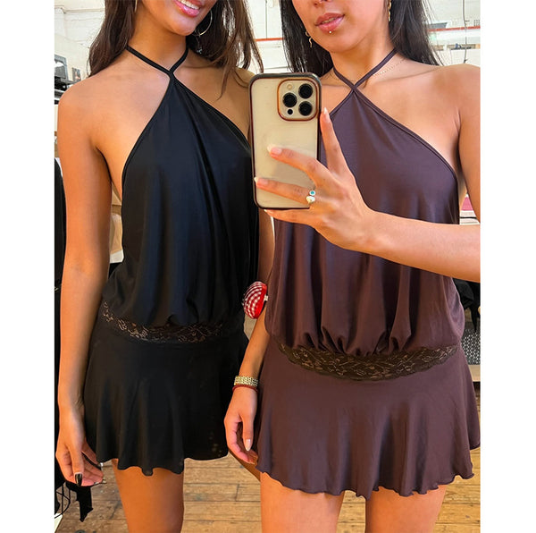 Damen lässiges Minikleid mit elegantem Spaghetti-Träger-Design WOLFF