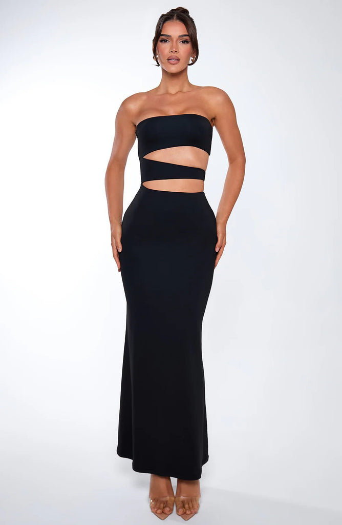 Damen elegantes Cut-Out Maxikleid mit trägerlosemDesign und figurbetontem Schnitt WOLFF