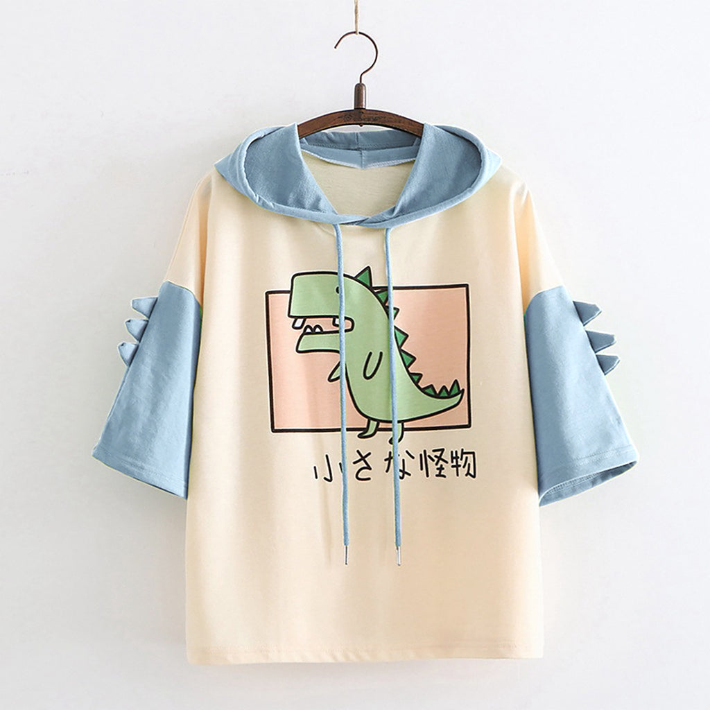 Damen lässiges T-Shirt mit Dino-Motiv und dekorativen 3D-Details WOLFF