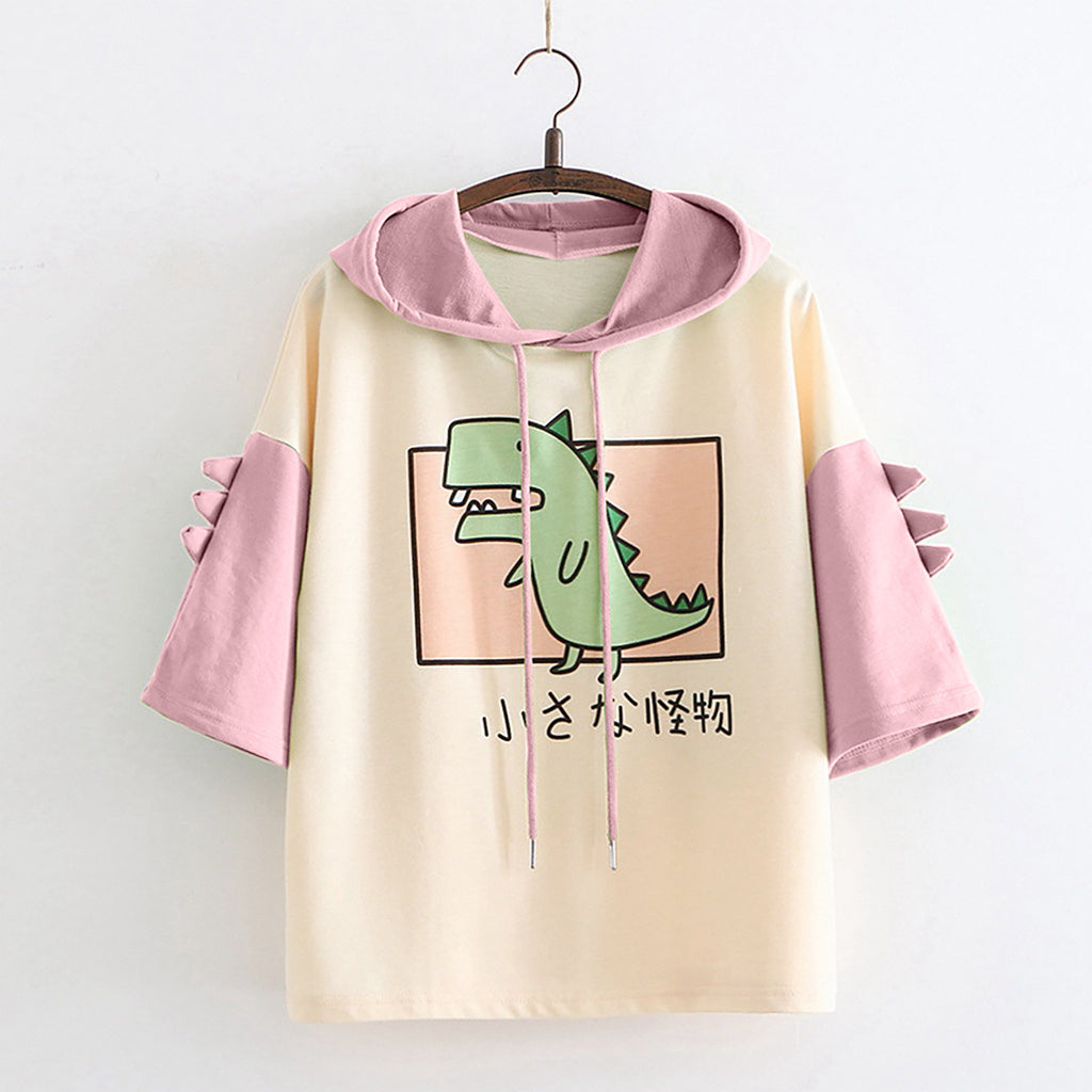 Damen lässiges T-Shirt mit Dino-Motiv und dekorativen 3D-Details WOLFF