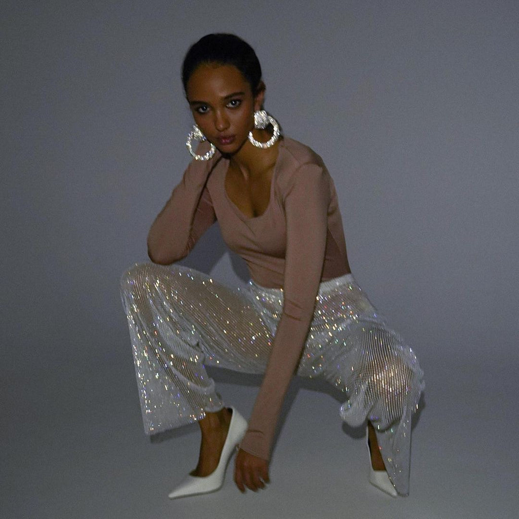Damen Glamouröse Shiny Plisseehose WOLFF