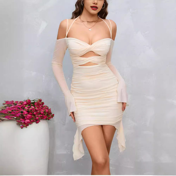 Damen Wickelkleid mit innovativem Cut-Out-Design und figurbetontem Saum WOLFF