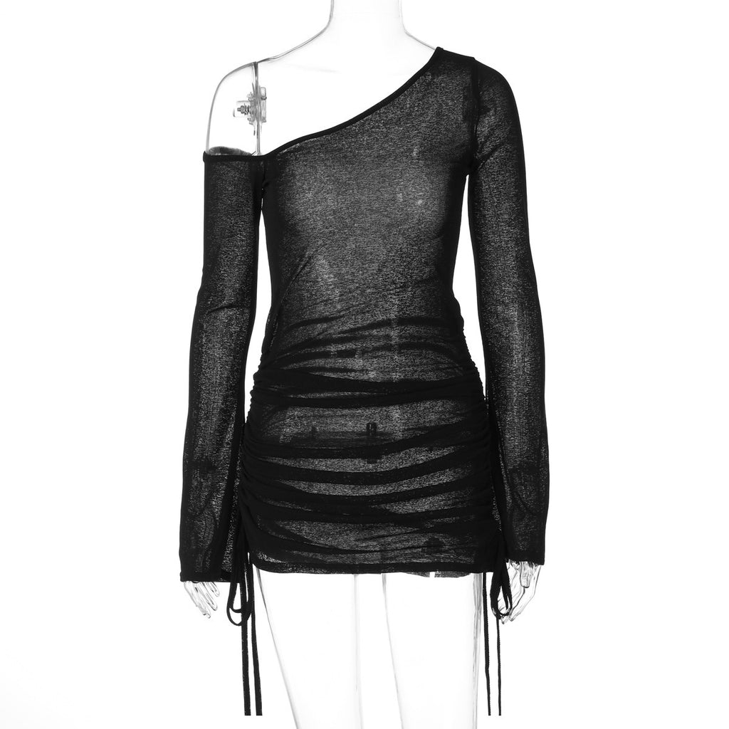 Damen exklusives Minikleid mit transparenten Ärmeln und raffinierten Raffungselementen WOLFF