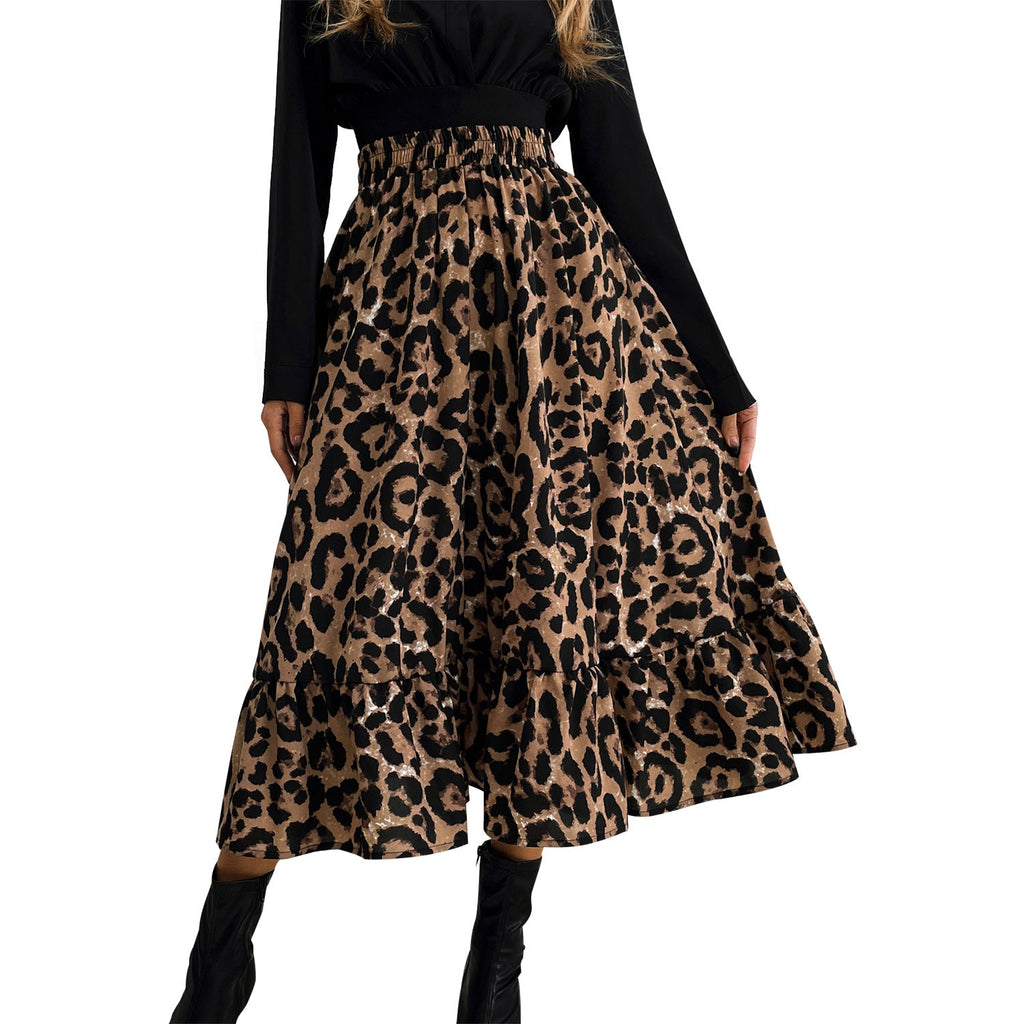 WOLFF | Modern Damen Casual Leopard Print Einfache Slim Rock