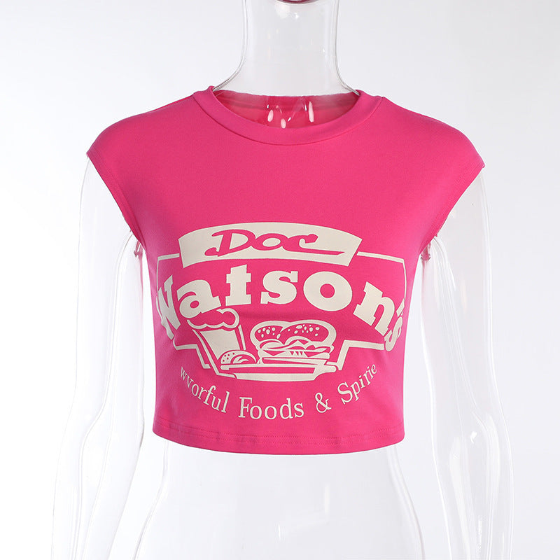Damen crop-top mit kreativem Grafikdruck WOLFF