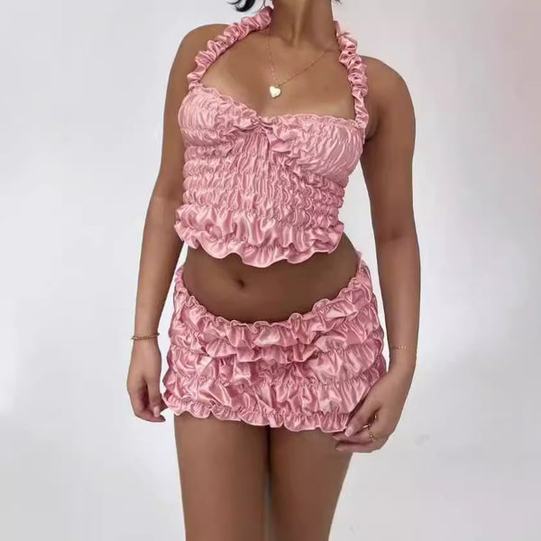 Damen Rüschen Minikleid mit Trägern WOLFF