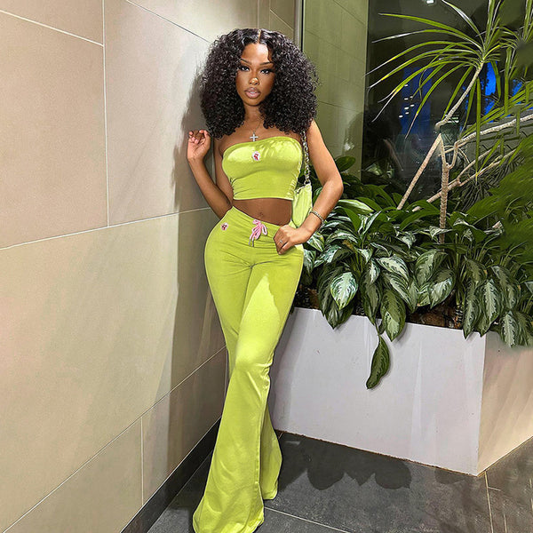 Damen Crop-Top und Flared-Hose Set WOLFF