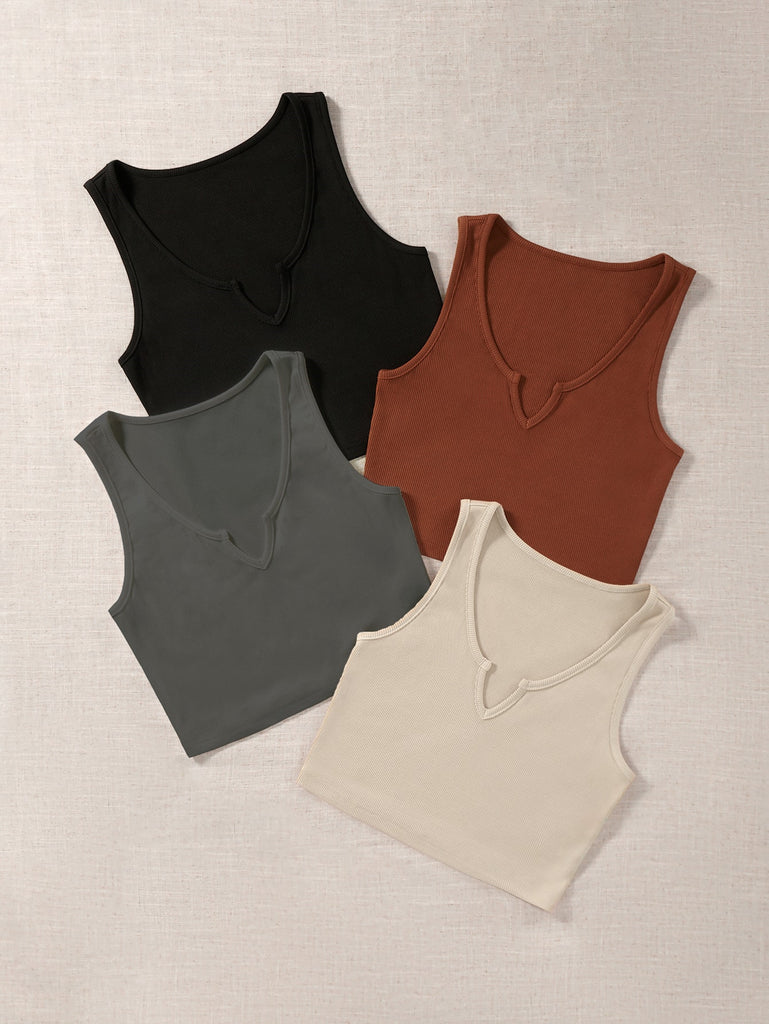 Damen Tanktop mit V-Ausschnitt und feiner Rippstruktur WOLFF